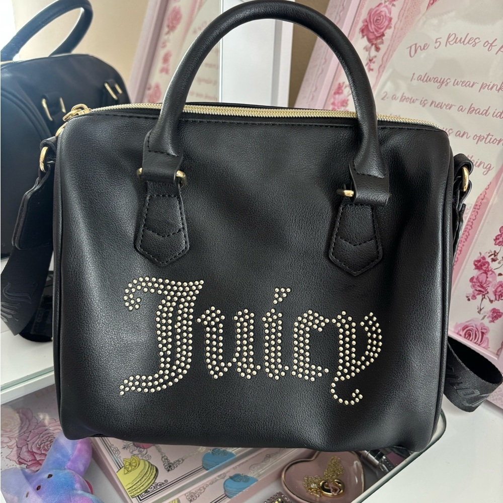 Juicy Couture Black Studded Logo Satchel Bag